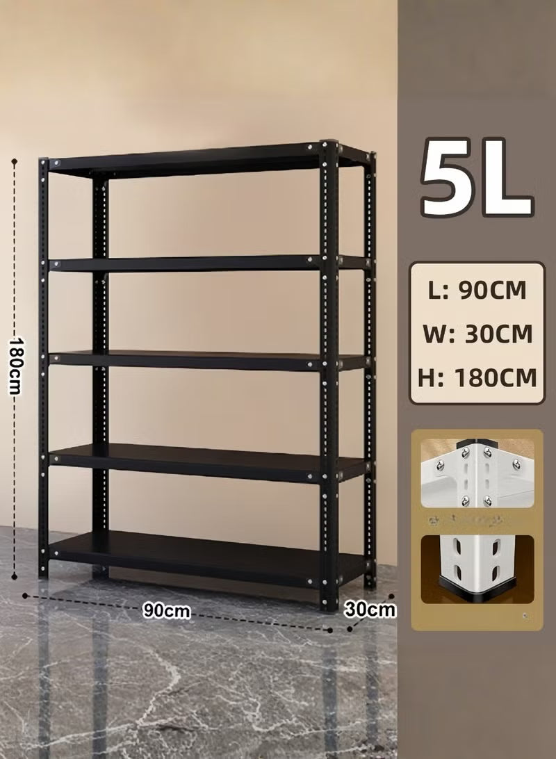 5-Tier Heavy Duty Iron Storage Rack – Metal Shelving Unit for Garage, Kitchen & Office, 90×30×180cm