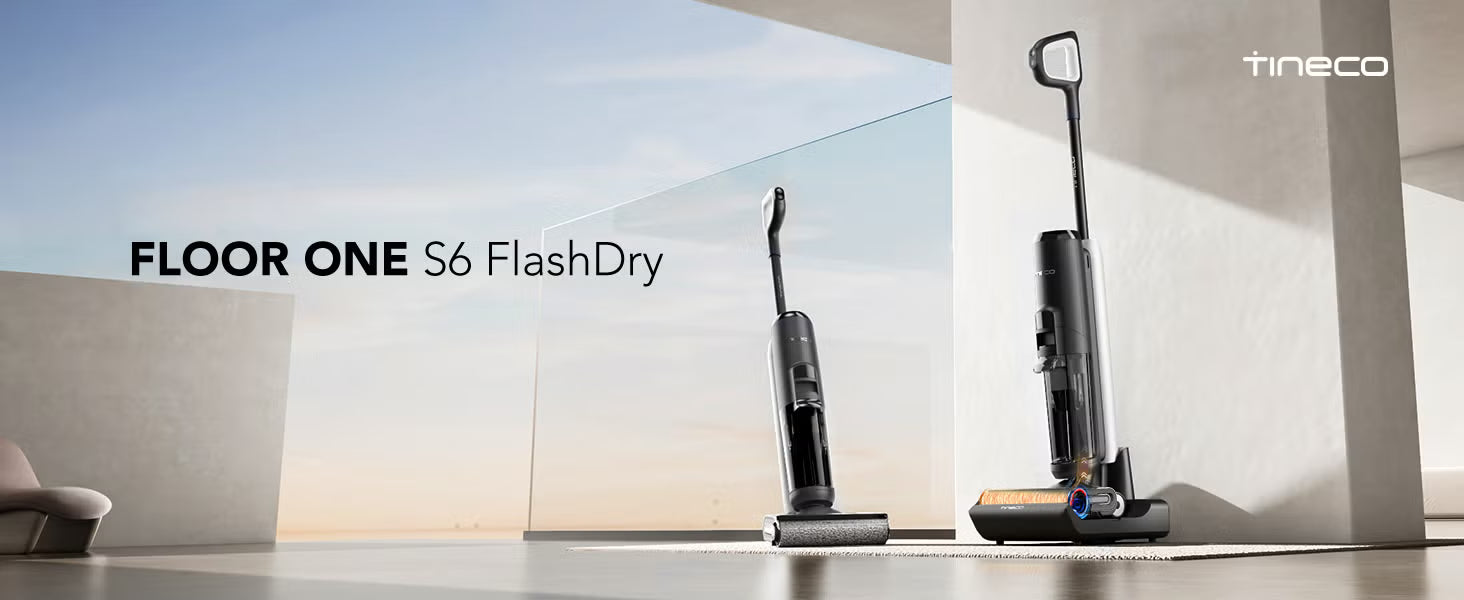 Tineco FLOOR ONE S6 FlashDry Cordless Wet & Dry Vacuum Cleaner – Smart Floor Washer with Self-Cleaning, LED Display & Dual-Sided Edge Cleaning